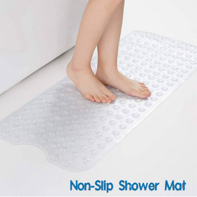 Ameha Shower Bath Mat Non Slip Anti Mould & Mildew - Long Rubber Crystal 38X70Cm With Strong Suction Cups Grip - Easy Drain Mats - image 1