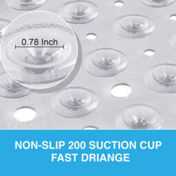 Ameha Shower Bath Mat Non Slip Anti Mould & Mildew - Long Rubber Crystal 38X70Cm With Strong Suction Cups Grip - Easy Drain Mats - thumbnail 5