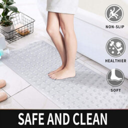 Ameha Shower Bath Mat Non Slip Anti Mould & Mildew - Long Rubber Crystal 38X70Cm With Strong Suction Cups Grip - Easy Drain Mats - thumbnail 6