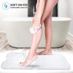 Ameha Shower Bath Mat Non Slip Anti Mould & Mildew - Long Rubber Crystal 38X70Cm With Strong Suction Cups Grip - Easy Drain Mats - thumbnail 3