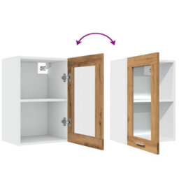Berkfield Hanging Glass Cabinet Artisan Oak 40X31X60 Cm Engineered Wood - thumbnail 8