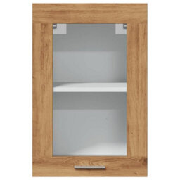 Berkfield Hanging Glass Cabinet Artisan Oak 40X31X60 Cm Engineered Wood - thumbnail 4