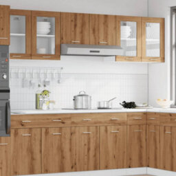 Berkfield Hanging Glass Cabinet Artisan Oak 40X31X60 Cm Engineered Wood - thumbnail 3