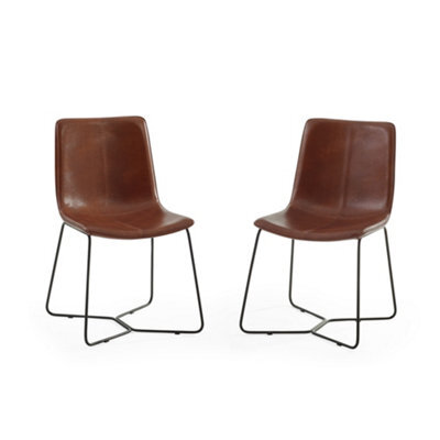 Oakham Quinton Premium Tan Brown Pu Leather Dining Chairs - Set Of 2 - image 1