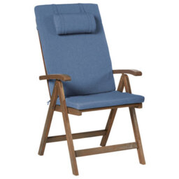 Beliani Set Of 2 Garden Chairs With Cushions Amantea Premium Acacia Wood Blue - thumbnail 4