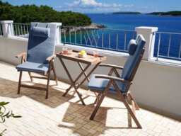 Beliani Set Of 2 Garden Chairs With Cushions Amantea Premium Acacia Wood Blue - thumbnail 2