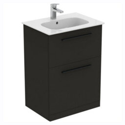 Ideal Standard I.life A Matt Carbon Grey Wood Effect Freestanding Bathroom Vanity Unit (H) 853mm (W) 600mm - thumbnail 1