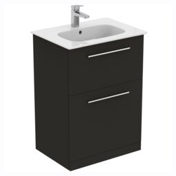 Ideal Standard I.life A Matt Carbon Grey Wood Effect Freestanding Bathroom Vanity Unit (H) 853mm (W) 600mm - thumbnail 2