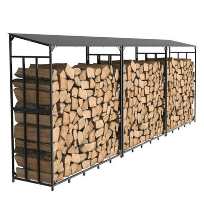 Heavy Duty Firewood Log Rack Large Storage Holder Shed Rack Outdoor Garden Yard - image 1