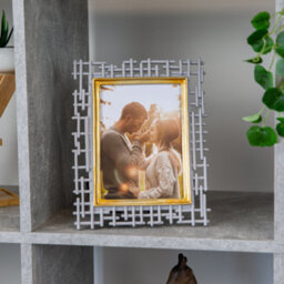 Happy Homewares Traditional Designer Hand Painted Grey And Brushed Gold Resin 5X7 Picture Frame - thumbnail 6
