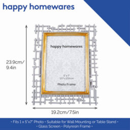 Happy Homewares Traditional Designer Hand Painted Grey And Brushed Gold Resin 5X7 Picture Frame - thumbnail 5