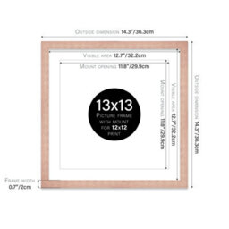 "13X13"" Bronze Picture Frame - 13X13"" Square Frame With 12X12"" Mount For 13X13""/12X12"" Pictures Art Deco Style Room Decor, 1 Pack" - thumbnail 2