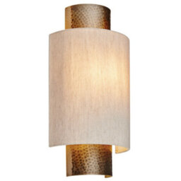 Dimmable Metal Wall Light Hammered Aged Bronze & Shade Semi Flush Lamp Fitting - thumbnail 1