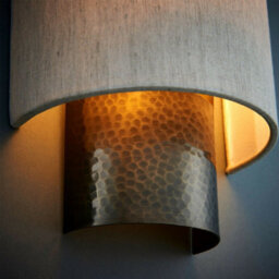 Dimmable Metal Wall Light Hammered Aged Bronze & Shade Semi Flush Lamp Fitting - thumbnail 3