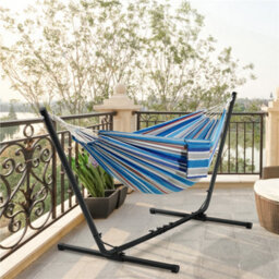Yaheetech Blue Red Hammock Bed With Adjustable Steel Stand