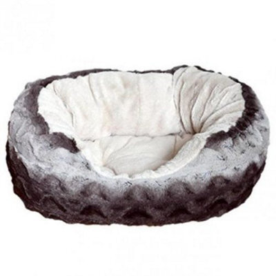 "Rosewood 40 Winks Snuggle Bed Oval Plush Grey & Cream 20"""