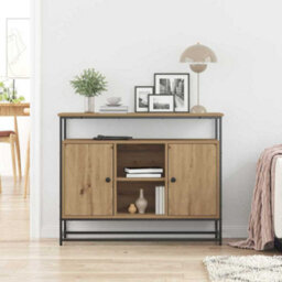 Berkfield Sideboard Artisan Oak 100X35X80 Cm Engineered Wood And Steel - thumbnail 4