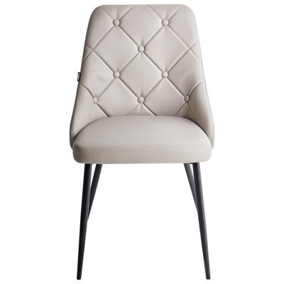 Beliani Set Of 2 Grey Faux Leather Diamond Button Tufted Dining Chairs - Modern Upholstered Dining Seating - image 1