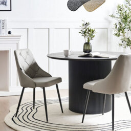 Beliani Set Of 2 Grey Faux Leather Diamond Button Tufted Dining Chairs - Modern Upholstered Dining Seating - thumbnail 2