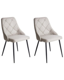 Beliani Set Of 2 Grey Faux Leather Diamond Button Tufted Dining Chairs - Modern Upholstered Dining Seating - thumbnail 3