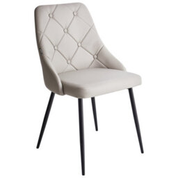 Beliani Set Of 2 Grey Faux Leather Diamond Button Tufted Dining Chairs - Modern Upholstered Dining Seating - thumbnail 4