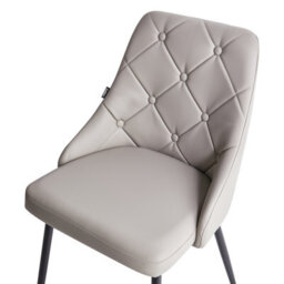 Beliani Set Of 2 Grey Faux Leather Diamond Button Tufted Dining Chairs - Modern Upholstered Dining Seating - thumbnail 7