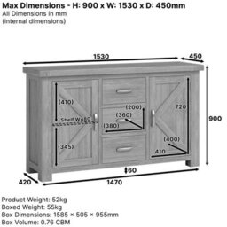 The Furniture Market Marbury Oak 3 Drawer 2 Door Large Sideboard - thumbnail 9