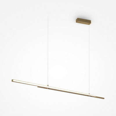 Luminosa Lighting Luminosa Halo Modern 150Cm Bar Pendant Ceiling Light Dimmable Brass 4000K 2200Lm White Shade