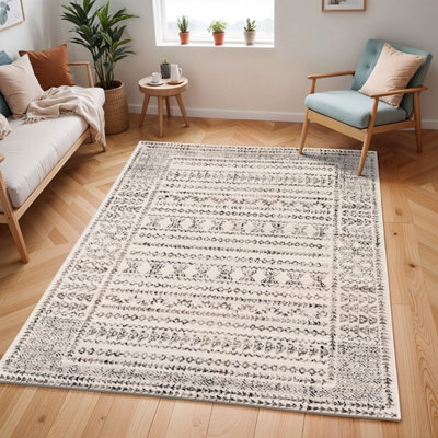 Olimpia Scandi Geometric Light Grey Area Rug-150Cm X 213Cm - image 1