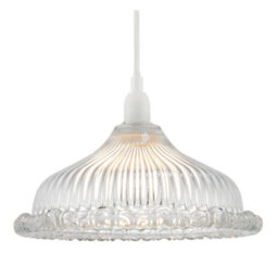 Happy Homewares Modern Clear Line Ribbed Glass Pendant Light Shade With Moulded Edge - thumbnail 2