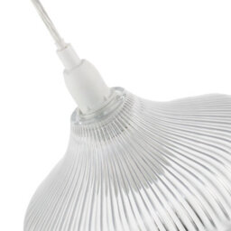 Happy Homewares Modern Clear Line Ribbed Glass Pendant Light Shade With Moulded Edge - thumbnail 4