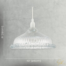 Happy Homewares Modern Clear Line Ribbed Glass Pendant Light Shade With Moulded Edge - thumbnail 7
