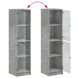 Berkfield Highboard With Glass Doors Concrete Grey 35X37X142 Cm - thumbnail 9