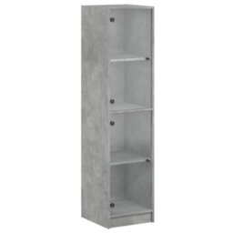 Berkfield Highboard With Glass Doors Concrete Grey 35X37X142 Cm - thumbnail 2
