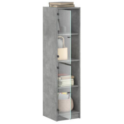 Berkfield Highboard With Glass Doors Concrete Grey 35X37X142 Cm - thumbnail 5
