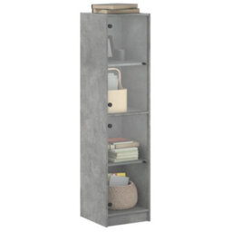 Berkfield Highboard With Glass Doors Concrete Grey 35X37X142 Cm - thumbnail 4