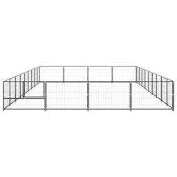 Berkfield Durable Dog Kennel Black 36 M2 Steel - thumbnail 3