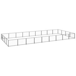 Berkfield Durable Dog Kennel Black 36 M2 Steel - thumbnail 2