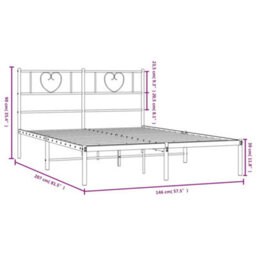 Berkfield Metal Bed Frame With Headboard White 140X200 Cm - thumbnail 9