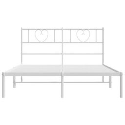 Berkfield Metal Bed Frame With Headboard White 140X200 Cm - thumbnail 4