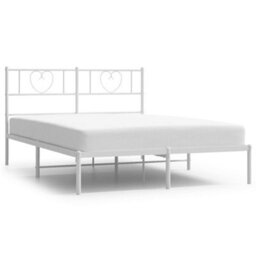 Berkfield Metal Bed Frame With Headboard White 140X200 Cm - thumbnail 2