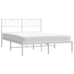 Berkfield Metal Bed Frame With Headboard White 140X200 Cm - thumbnail 3
