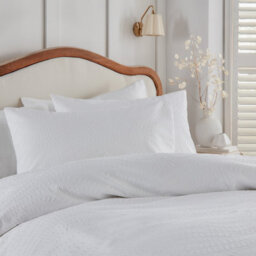Wylder Georgia Heat Pressed Duvet Cover Set, King, White - thumbnail 2