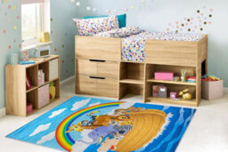 RugsX Bambino 2685 Washing Carpet Animals, Boat For Children Anti-Slip - Blue Brown  200X290 Cm - thumbnail 1