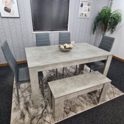 Kosy Koala Grey Dining Table With 4 Chairs And 1 Bench Kitchen Dining Set Of 6