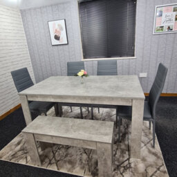 Kosy Koala Grey Dining Table With 4 Chairs And 1 Bench Kitchen Dining Set Of 6 - thumbnail 2