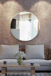 Mirroroutlet All Glass Bevelled Frameless Modern Design Round Mirror 110 X 110Cm - thumbnail 2