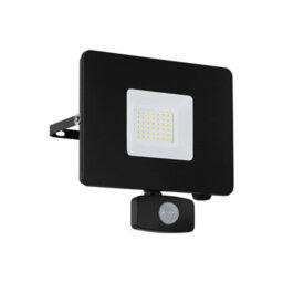 Ip44 Outdoor Flood Light With Pir Sensor - 30W Led In Black Aluminium - thumbnail 1