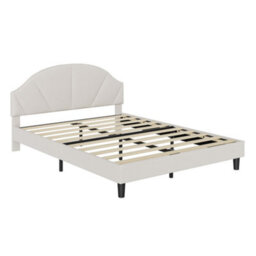 5Ft King Upholstered Bed With Adjustable Headboard For Kids, Velvet Beige - thumbnail 8