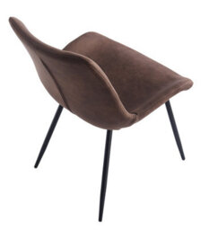 Nordlys Set Of 2 Metal And Brown Faux Leather Dining Chairs Modern Design Style Dining Room - thumbnail 5
